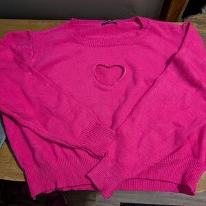 Pink Heart Cutout Sweater